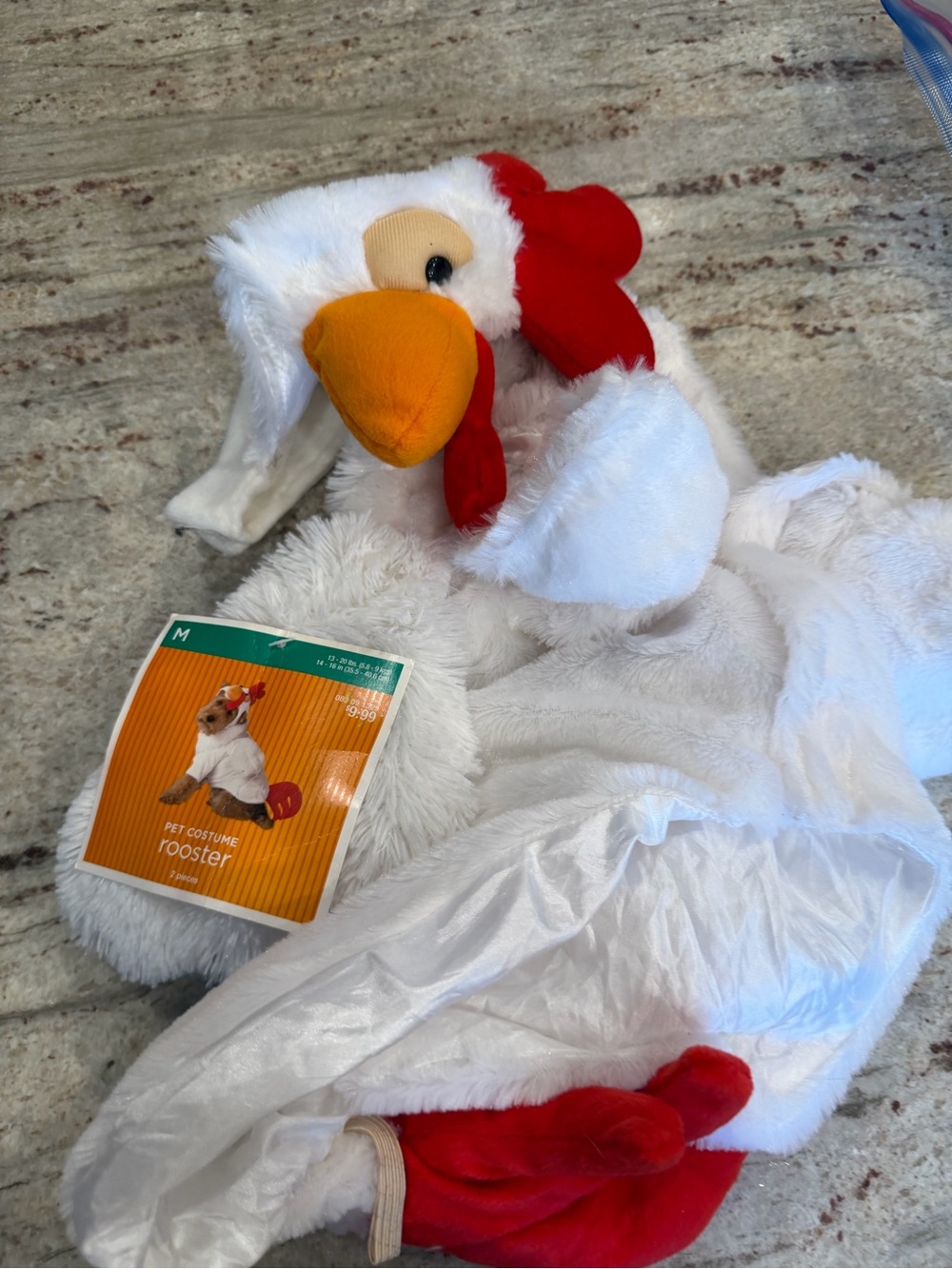 Rooster Pet Costume - White & Red Plush Poultry Outfit size medium